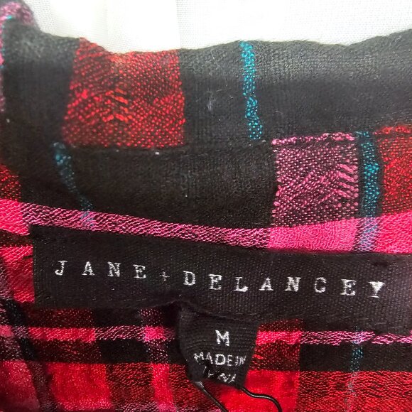 NWT Jane & Delancey Pink Black Plaid Button Down Blouse Grunge Punk Boho M - Picture 9 of 13